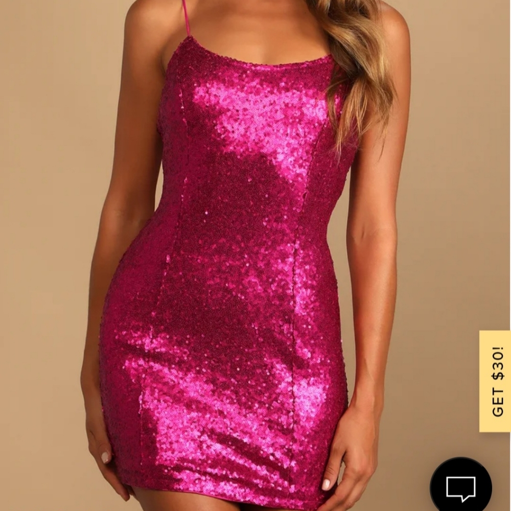 Brand new with tags Lulu's Sequin Magenta dress size XS